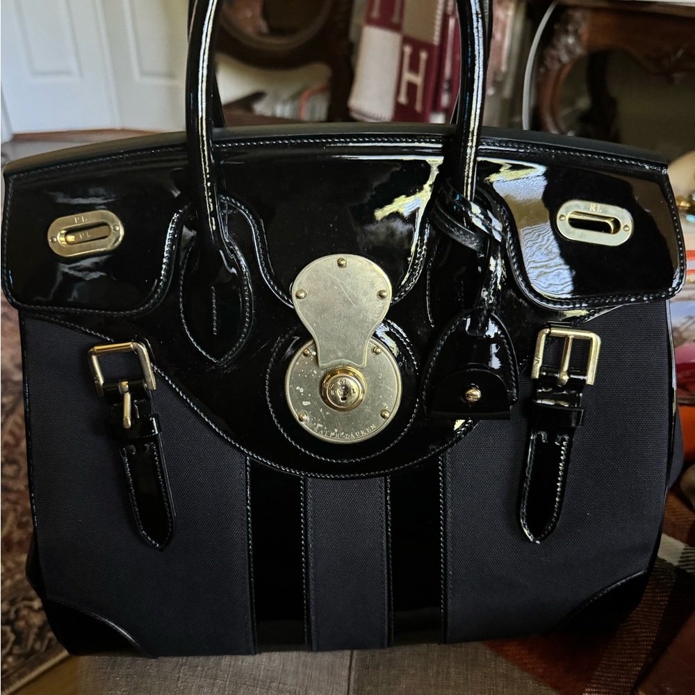 Ralph Lauren Ricky 33 Black canvas and patent leather.